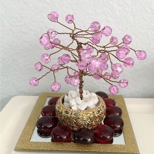Pink Beaded Wire Wrapped Tree Valentine Gift